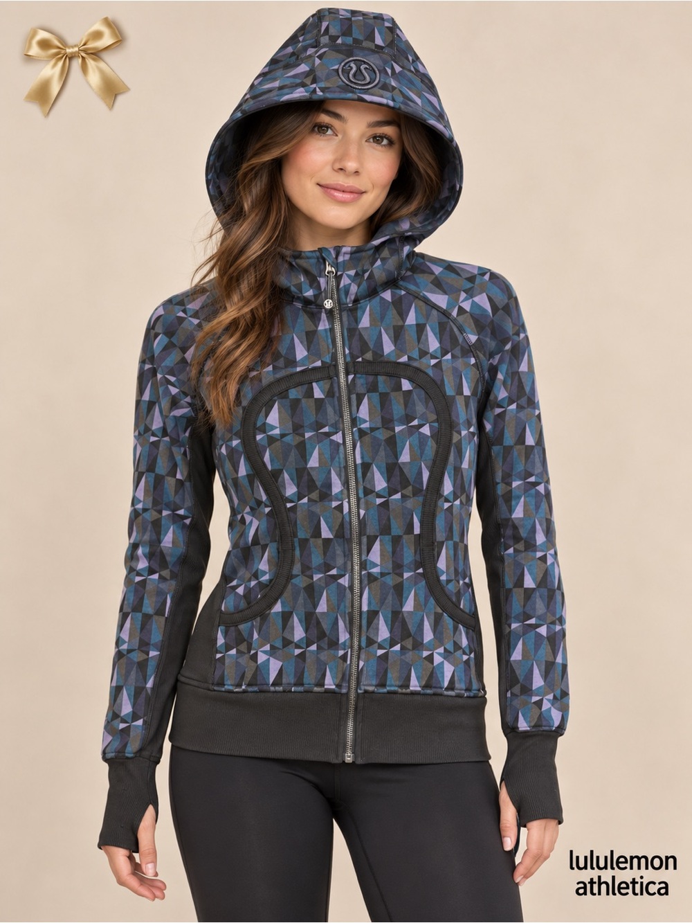 Lululemon Scuba Full Zip Hoodie Stained Glass Love Nightfall Size 8